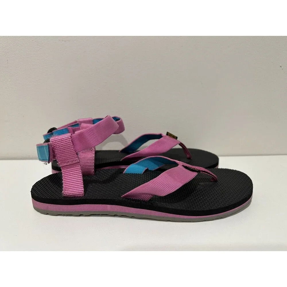 Teva women size 10 hook & loop flats comfort thongs ankle strap sandals 1003986
